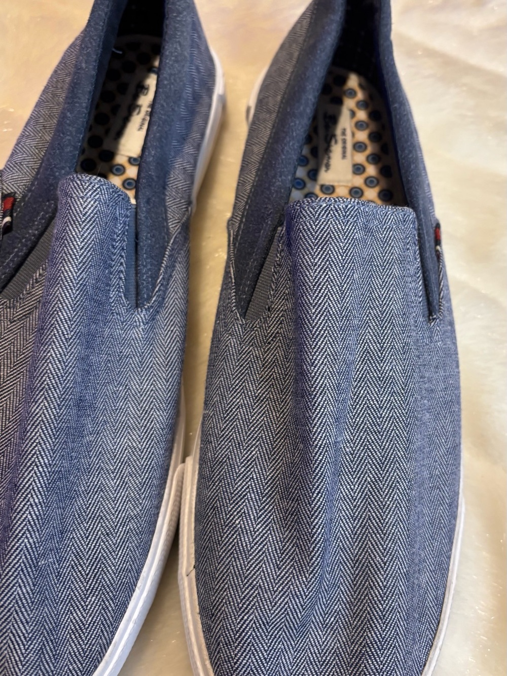 Ben Sherman Navy Herringbone Slip-On Sneakers-Size 12 - Picture 2 of 8